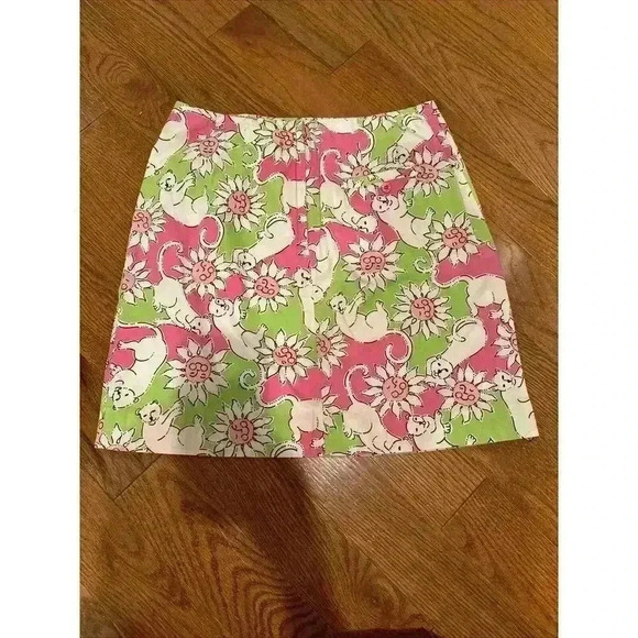 Vintage Lilly Pulitzer Skirt French Fried Size 8 Pink Panther White Label - Picture 7 of 7